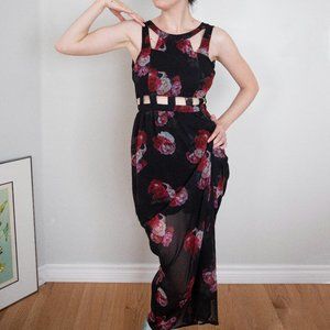 Long H&M black floral dress